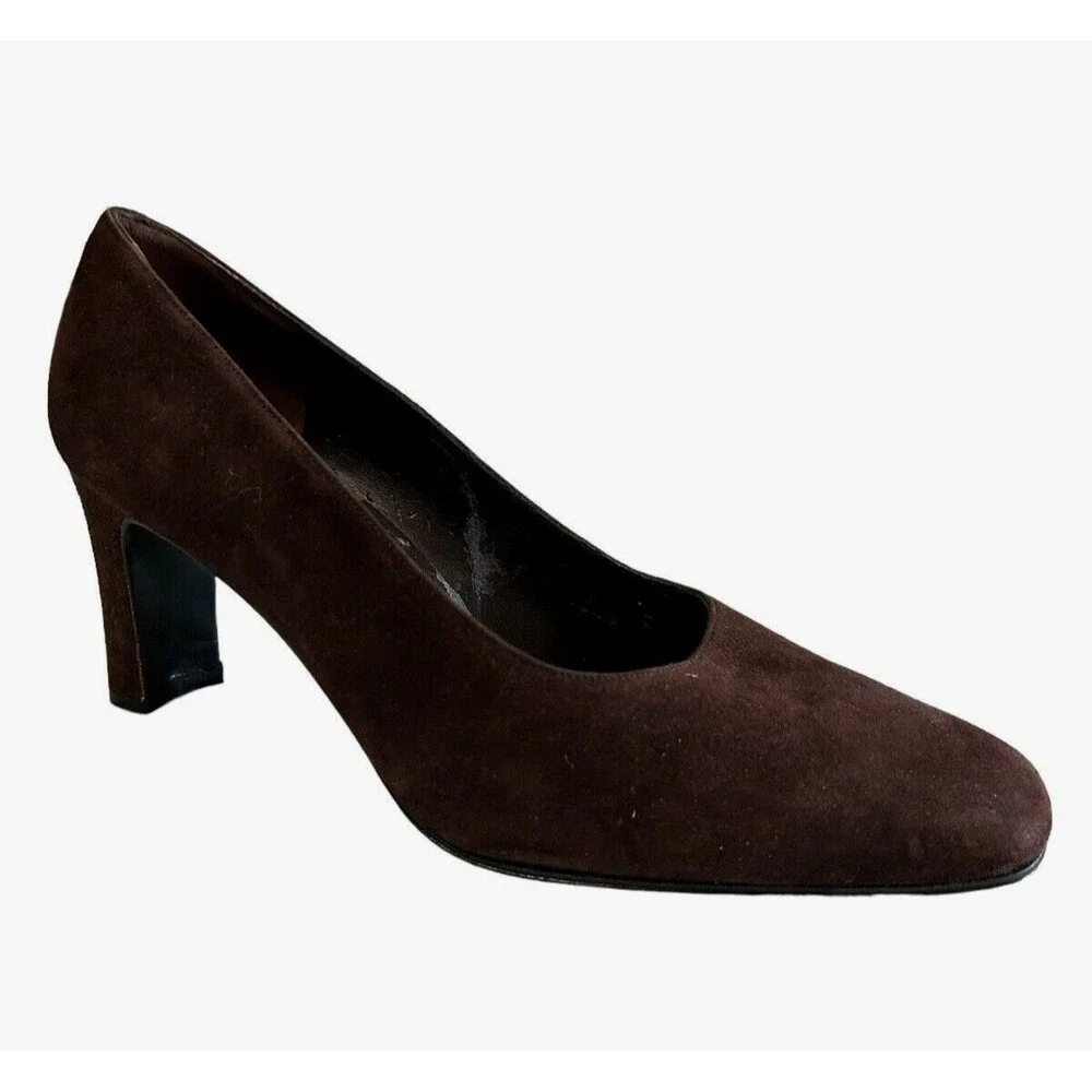 Evan Picone Spain Brown Suede Leather Pumps Heels Slip On Shoes Women’s …